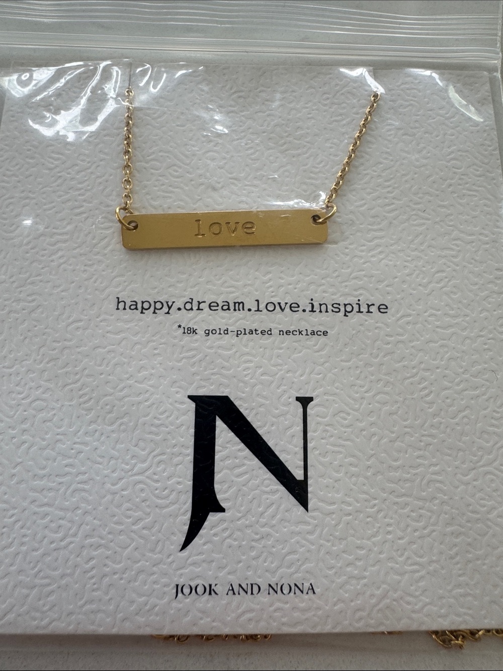 Gold 'Love' Bar Necklace 17" NWT